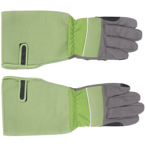 1Pair Garden Work Gloves Cut Resistent Stabproof Puncture Proof Pruning Gloves with Forearm Protection Green (1/5)