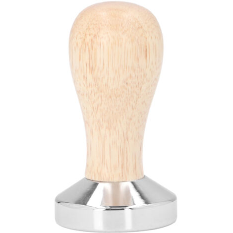 Coffee Tamper Detachable Food Grade Stainless Steel Flat Bottom Coffee Powder Press Hammer with Wooden Handle 49mm (1/5)