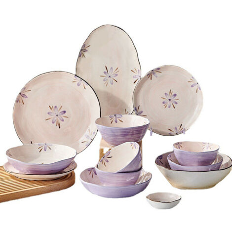 5in Beautiful Ceramic Bowl Purple Exquisite Ceramic Soup Bowls for Salad Pasta Rice Dessert (1/5)
