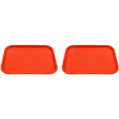 2Pcs Fast Food Tray Stackable Rectangular Light Weight Anti Slip PP Food Service Tray for Restaurants CafesOrange (1/5)