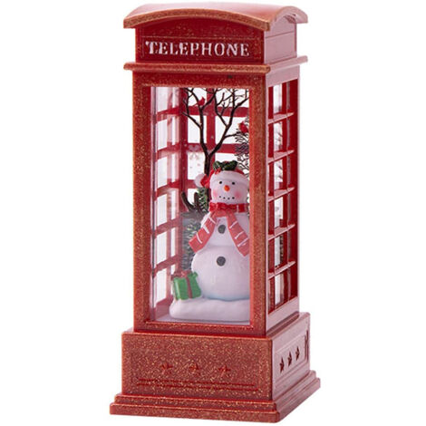 Christmas Telephone Box Luminous Lantern Christmas Snowing Lantern For Christmas Table Living Room Study Decoration (1/5)