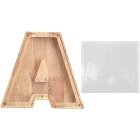 Wooden Bank DIY Making Birch Wood Plastic Material Letter A Shape Transparent Appearance Decorative Change Bank for Kid (1/5)