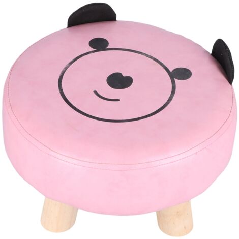 Small Under Desk Footrest Cute Cartoon Ottoman with 4 Stable Log Legs for Children (1/5)