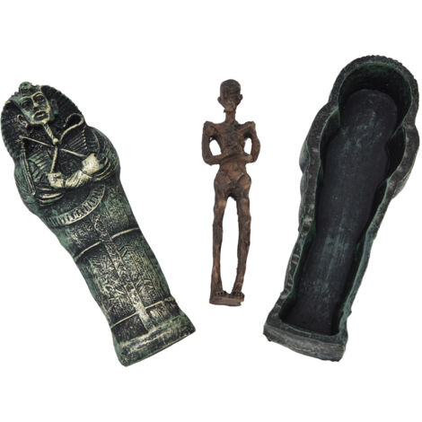 Mummy Coffin Decorations Aquarium Fish Tank Ornaments Landscape Skull Resin Skull Mummy Coffin Ornament (1/5)