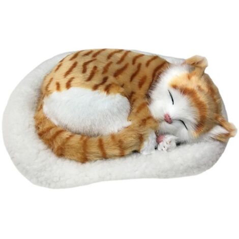 Realistic Sleeping Cat Toy Breathing Cat Stuffed Animal Doll with Mat Plush Toys for Children Home Ornament (1/5)