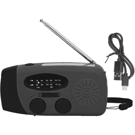 Hand Crank Solar Radio with LED Flashlight Portable FM AM WB USB Radio for Emergency Disaster PreventionBlack Japanese (1/5)