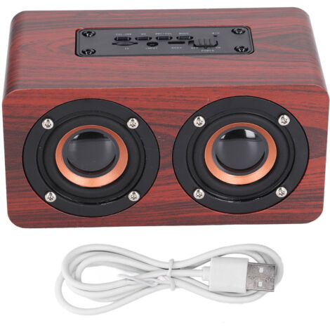 Speaker Portable Red Dual Speakers Voice Call Usb Charging Wooden Speaker Subwoofer (1/5)
