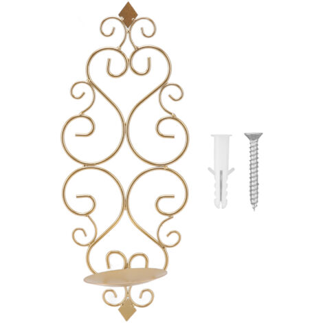 Candle Holder Iron Candlestick Folding Wall Mount Base Sconce Home Decoration for Room Metal Gold (1/5)