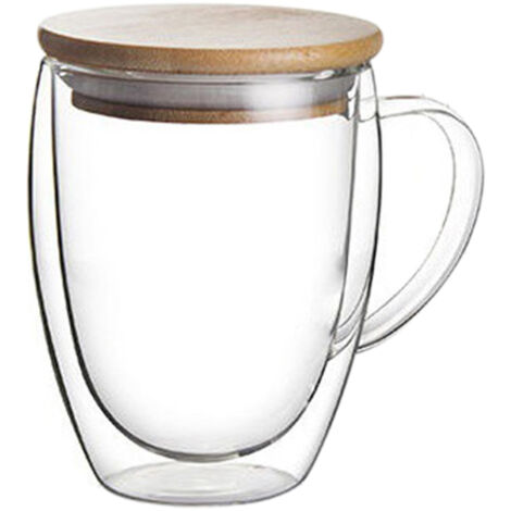Transparent Double Wall Cup with Lid Thickened Coffee Cup Double Milk Cup (1/5)