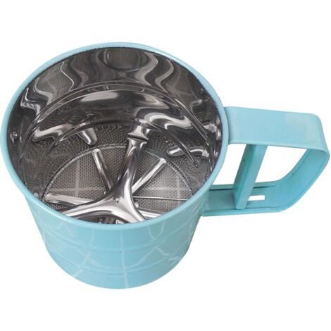 Flour Sifter Stainless Steel Corrosion Resistant Safe Odorless Beautiful Handheld Baking Flour Mesh Sieve Blue (1/5)
