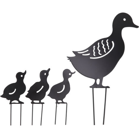 4Pcs Metal Duck Decorative Garden Stakes Cute Animal Hollow Design Black Iron Art Duck Decoration for Courtyard Lawn Garden (1/5)