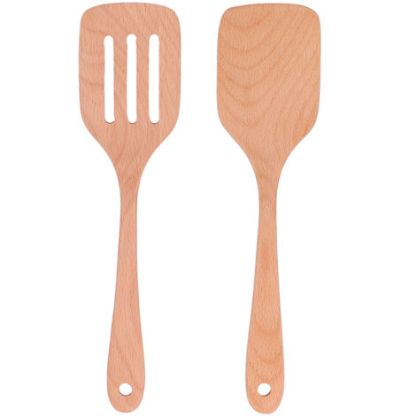 2Pcs Kitchen Turner Spatula Set Wooden Environmentally Friendly High Temperature Resistant Non Stick Kitchen Utensils (1/5)