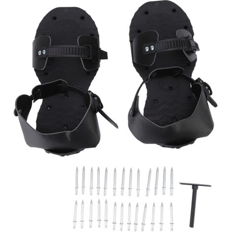 1 Pair Spike Sandals PU Lawn Aerator Shoes Grass Aerator Tool for Yard Garden Plants Health Black (1/5)