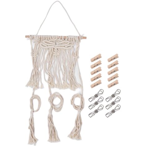 Boho Hat Wall Hanging Rack Cotton Rope Woven Bohemian Caps Holder for Home Office StudioType B (1/5)
