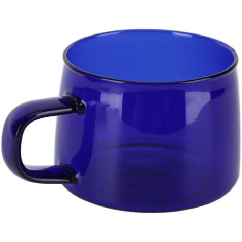 Transparent Coffee Cup 250ML Borosilicate Cup Glass Tea Water Milk Mug with HandleBlue (1/5)