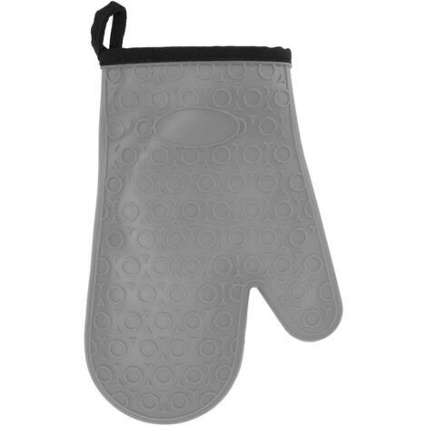 Silicone Oven Mitt High Temperature Resistant Waterproof Slip Proof Kitchen Baking Glove with Cotton Liner Gray (1/5)