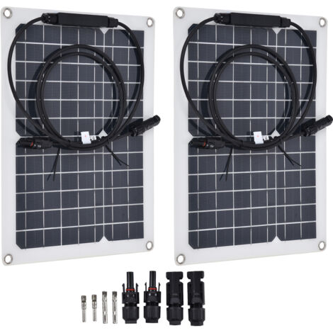 2 Pcs Solar Panels Kit 15W Portable Monocrystalline Solar Panel Charger for Outdoor Boat Caravan RV Charging (1/5)