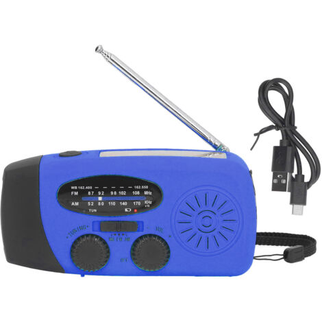 Hand Crank Solar Radio Multifunctional Emergency Radio LED Radio with Flashlight for Outdoor CampingBlue America (1/5)