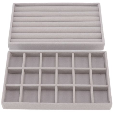 Jewelry Storage Box Various Grid Space Saving Flocked Cloth Jewelry Selection Display Storage Box for Girls (1/5)