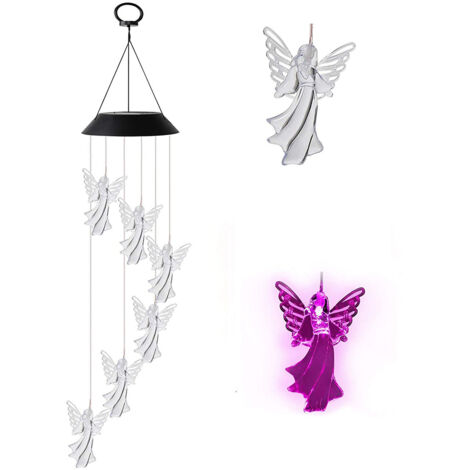 Outdoor Angel Solar Wind Chimes Light 7 Color Changing Solar Mobile Waterproof LED Wind Chimes for Home Party Yard Garden Decor (1/5)
