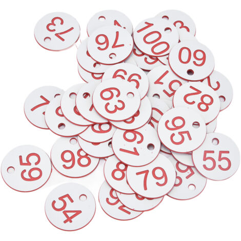 50Pcs Beehive Tag ABS Round Numbered Sign Labels with Hole Livestock Beekeeping SuppliesWhite 51-100 (1/5)
