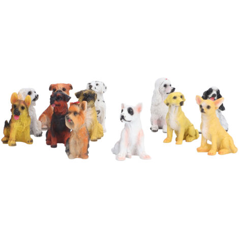 12Pcs Dog Ornaments Waterproof Textured Exquisite Vivid Dog Statues for Garden Lawn Desk Decoration (1/5)