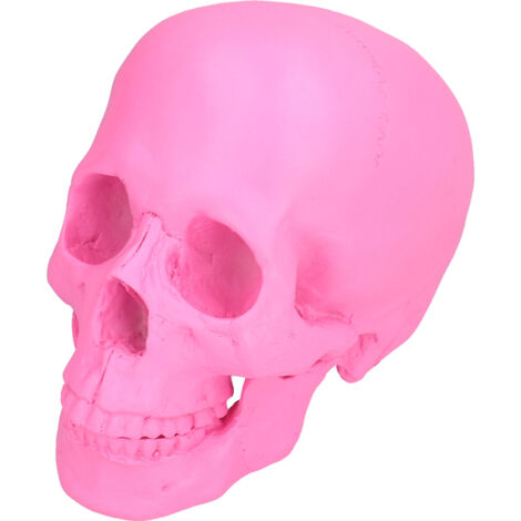 Resin Halloween Skull Decor Festival Home Props Fake Whole Person Skull Ornaments Pink (1/5)