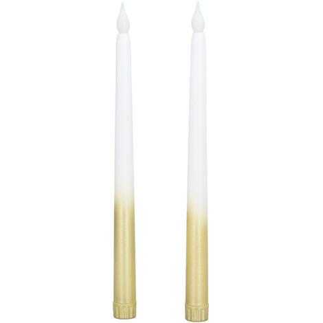 2pcs LED Taper Candles Battery Powered Flameless LED Candle Sticks for Festival Wedding Birthday Party Half Spray Gold (1/5)