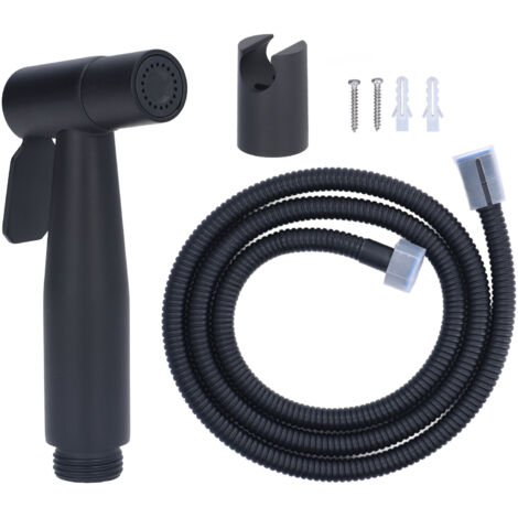 Bidet Sprayer Stainless Steel G1/2 Adjustable Water Pressure Portable Space Saving Easy Installation Handheld Bidet SprayerMatte Black (1/5)