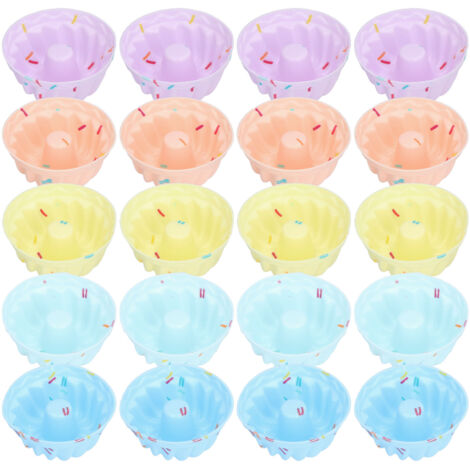 20Pcs Small Cake Cup Baking Mold Reusable Easy Clean Silicone Mini Cupcake HoldersThread Set (1/5)
