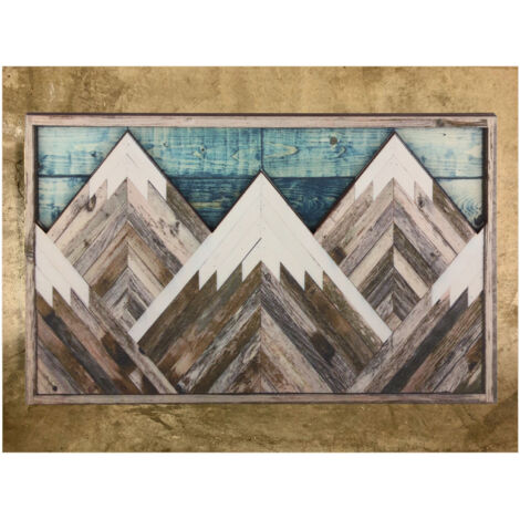 Mountain Wood Wall Art Decor Green Mountain Top Blue Mountain Top Decorative Painting (1/5)