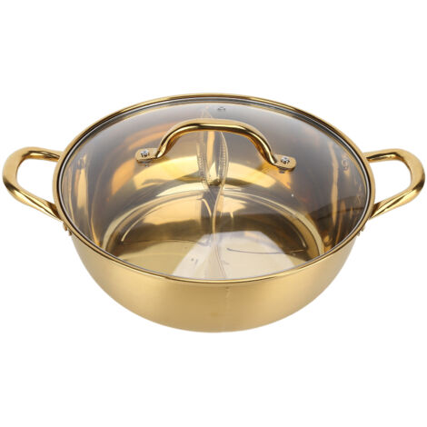 Hot Pot 30.3cm Diameter 304 Stainless Steel Rust Proof Separate Design Mandarin Duck PotGold (1/5)