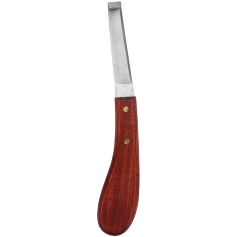 Horse Hoof Knife Hoof Trimming Tool with Wooden Handle Stainless Steel Blade for Farm Single Edged Left Hand