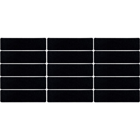 15 Pcs Stair Treads Cuttable Polyester Non Slip Soft Self Adhesive Stair Stripe Floor Mat CarpetBlack White Stripes