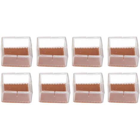 8pcs/set Silicone Chair Caps Table Foot Pads Anti Slip Transparent Square Leg Protection Cover (1/5)