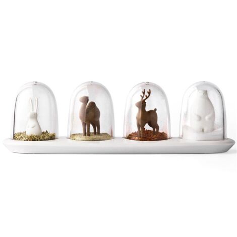 4pcs Seasoning Storage Container Innovative Cute Design Seasoning Shaker Kitchen Spice Jar Set for Home Animal (1/5)