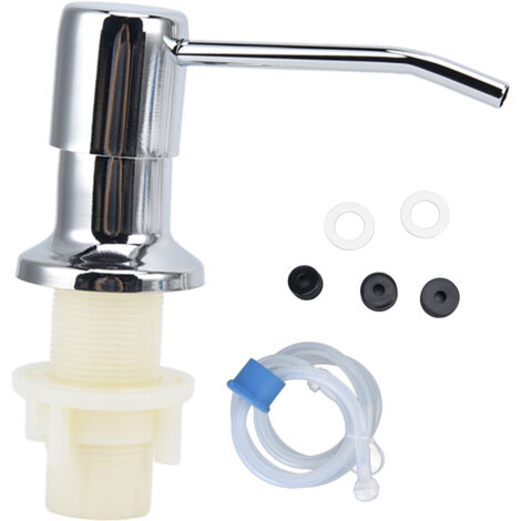 Sink Soap Dispenser Kit with Silicone Tube Stainless Steel Electroplating Sink Liquid Pump Head for Kitchen (1/5)