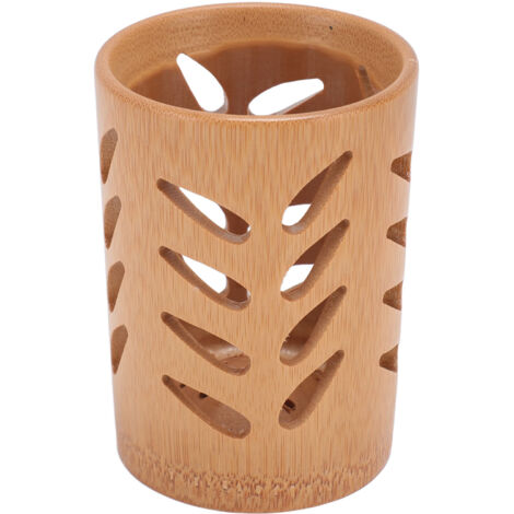 Storage Bucket Multi Purpose Cup Shape Bamboo Toothbrush Holder with Drainage Holes for Makeup Brushes (1/5)
