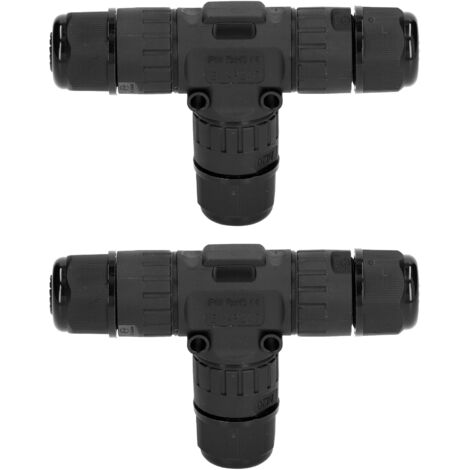 2PCS T Type Tee Junction Box Connector IP68 Waterproof 450V 16A 9‑12mm 3 Way Cable Connector (1/5)
