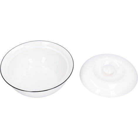 9in Soup Bowl with Lid Large Capacity 1500ml Stew Bowl Harmless White Ceramic Kitchen Bowl (1/5)