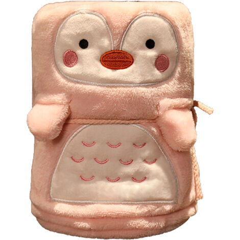 Flannel Blanket Cute Animal Shape Soft Skin Friendly Portable Nap Blanket for Sofa Bed Office Dormitory Pink Penguin 80x100cm / 31.5x39.4in