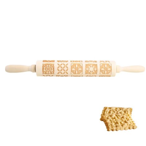 Christmas Engraved Rolling Pin Wooden Embossing Rolling Dough Roller 20 Patterned Pastry Roller for Xmas Baking Embossed (1/5)