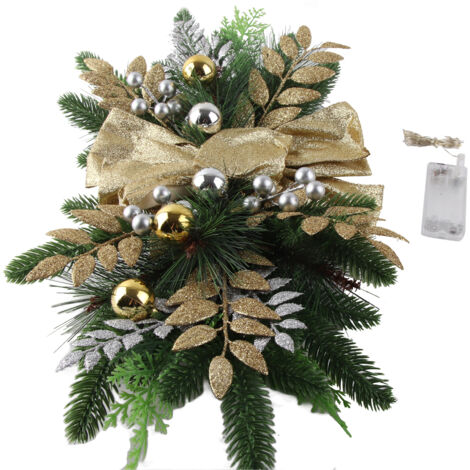 Artificial Christmas Swag Beautiful Exquisite Fade Resistant Christmas Teardrop Swag for Front Door Wall Living Room Kitchen Store Garden (1/5)