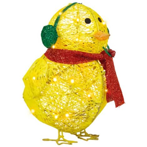 Chick with Scarf Decor Lights Yellow Chick Flat Garden Sculpture Chick Ornaments for Lawn Yard Christmas Holiday Decorations (1/5)