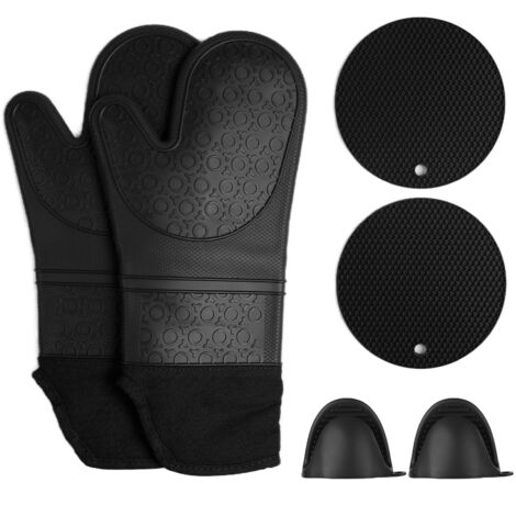 Insulation Gloves Thickened Silicone Barbecue Microwave Oven Anti Scalding Glove for Kitchen Baking CookingBlack (1/5)