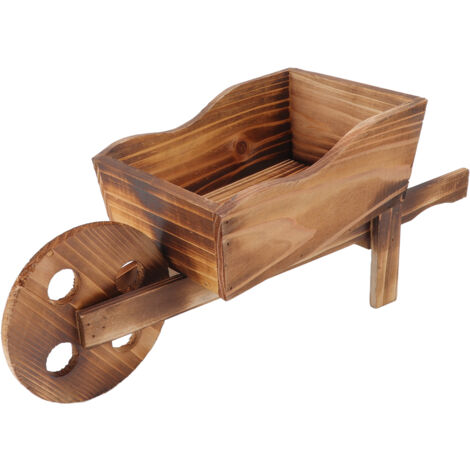 Flower Pot Wooden Cart Innovative Succulent Wheelbarrow Flower Pot for Courtyard Home Decoration (1/5)