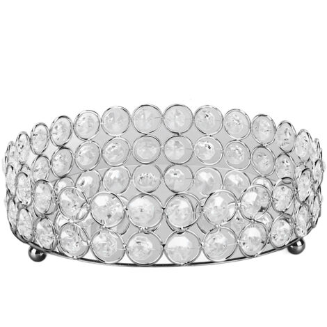 Crystal Cosmetic Makeup Tray 8in Round Display Tray Mirrored Metal Welded Structure for Food Perfume Jewelry Wine Silver (1/5)