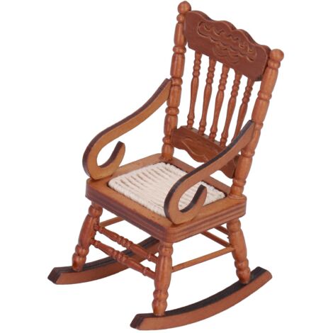 Dollhouse Miniature Chair Exquisite Details Bright Color Miniature Dollhouse Wooden Furniture for 1:12 DollhouseBrown