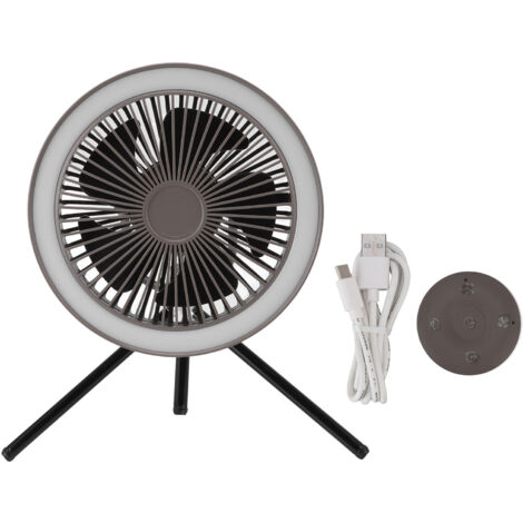 Camping Light Fan 3 Level Wind Adjustment USB Charging 3.7V 2A Hanging Camping Lights Tent Fan with Bracket for Outdoor Gray (1/5)