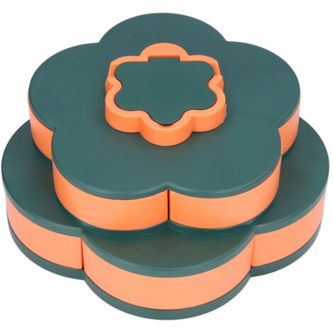 Snack Serving Tray Multifunction Large Capacity Flower Shape Nut Candy Serving Container for Home Double Layer (1/5)